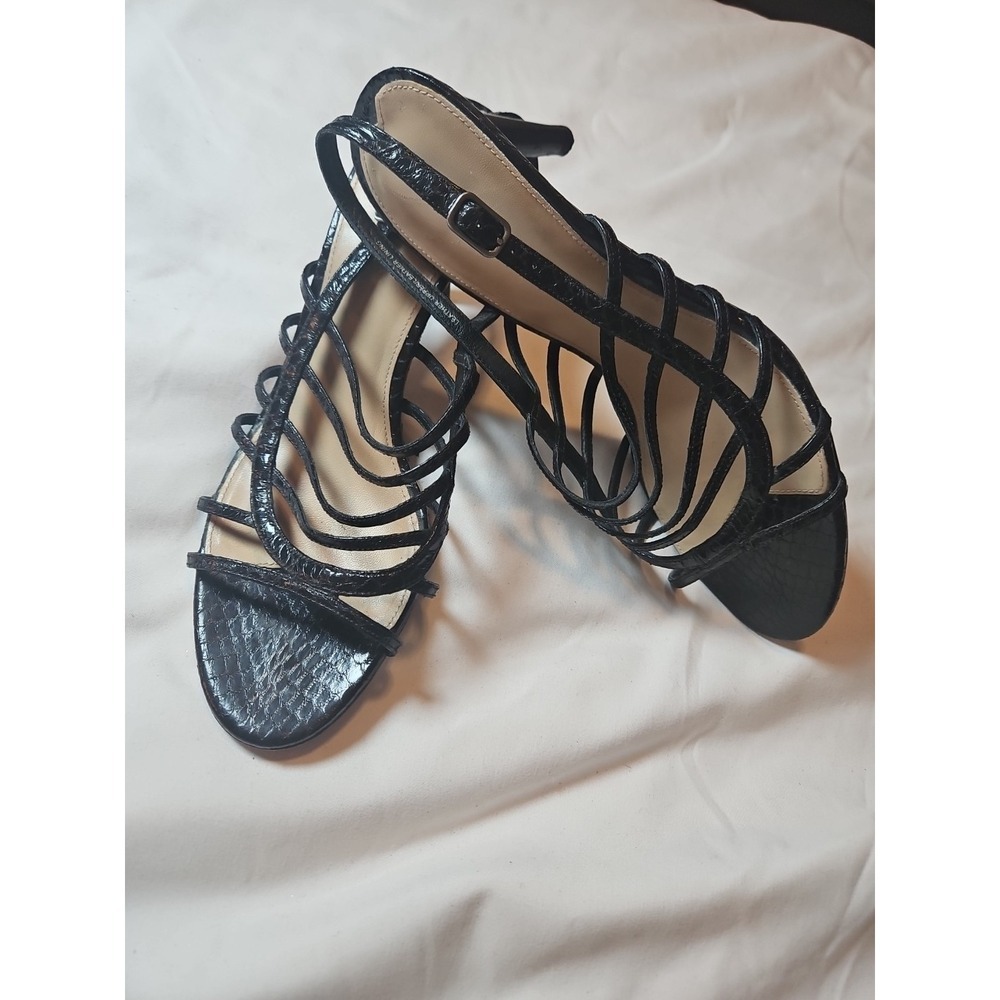 Via Spiga Leather Strappy Caged Black Heels Pumps Made In Italy Size 9